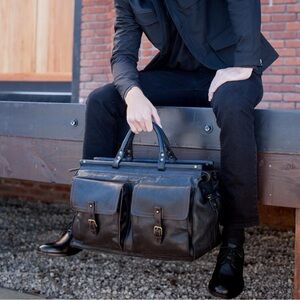Patricia Nash  Black Leather travel Bag